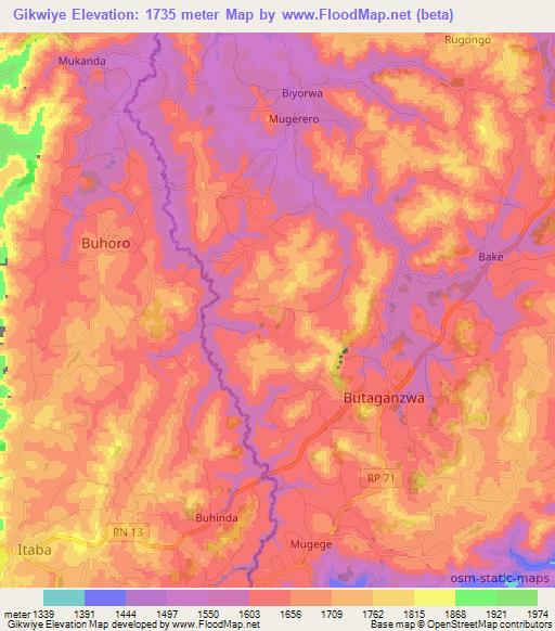 Gikwiye,Burundi Elevation Map