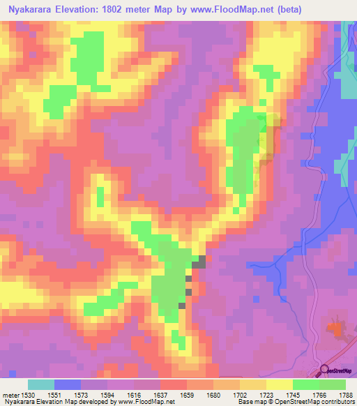 Nyakarara,Burundi Elevation Map