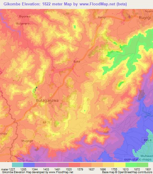 Gikombe,Burundi Elevation Map