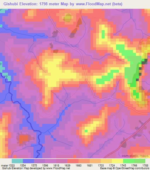 Gishubi,Burundi Elevation Map