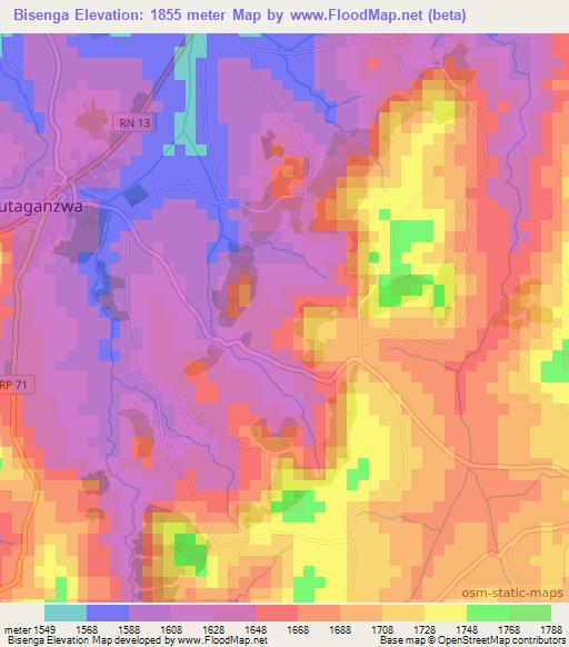 Bisenga,Burundi Elevation Map