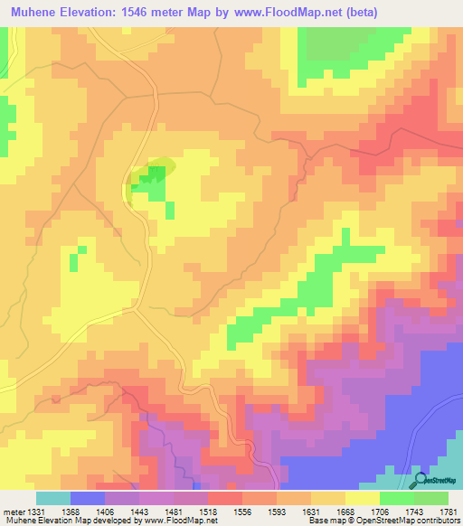 Muhene,Burundi Elevation Map
