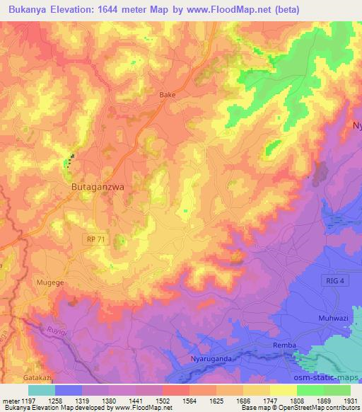 Bukanya,Burundi Elevation Map