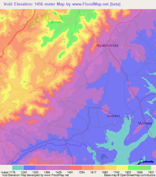 Vubi,Burundi Elevation Map