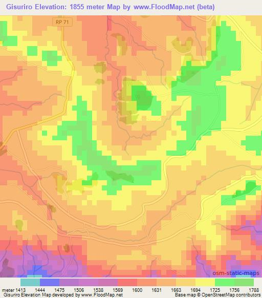 Gisuriro,Burundi Elevation Map