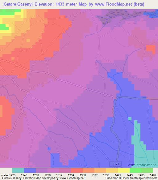 Gatare-Gasenyi,Burundi Elevation Map