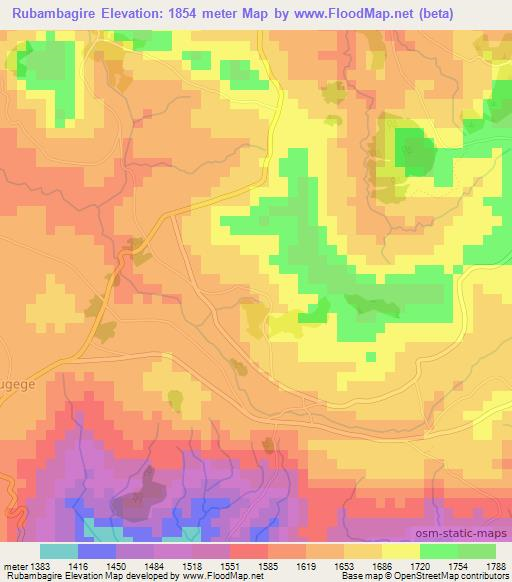 Rubambagire,Burundi Elevation Map