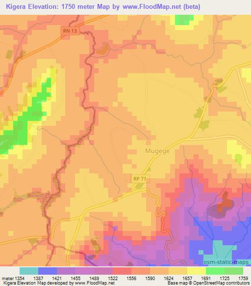Kigera,Burundi Elevation Map