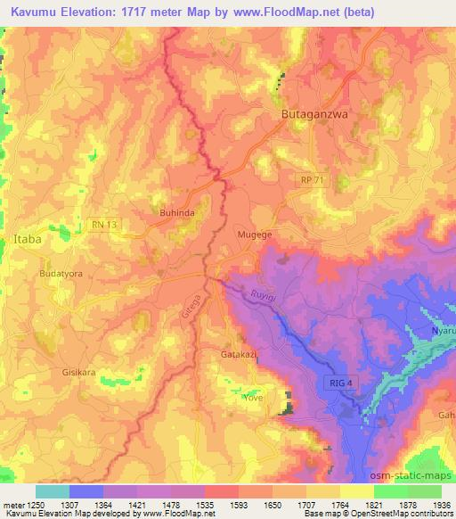 Kavumu,Burundi Elevation Map