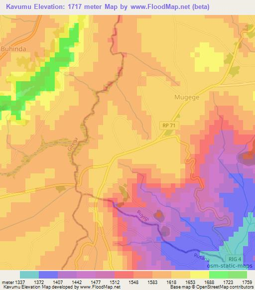 Kavumu,Burundi Elevation Map