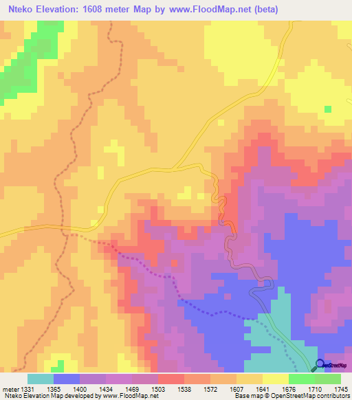 Nteko,Burundi Elevation Map