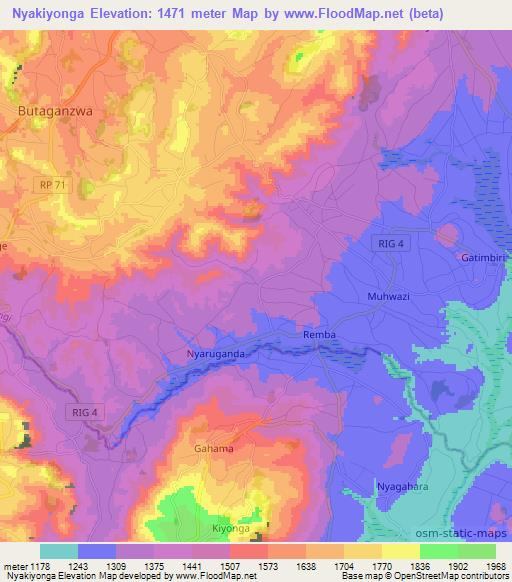 Nyakiyonga,Burundi Elevation Map