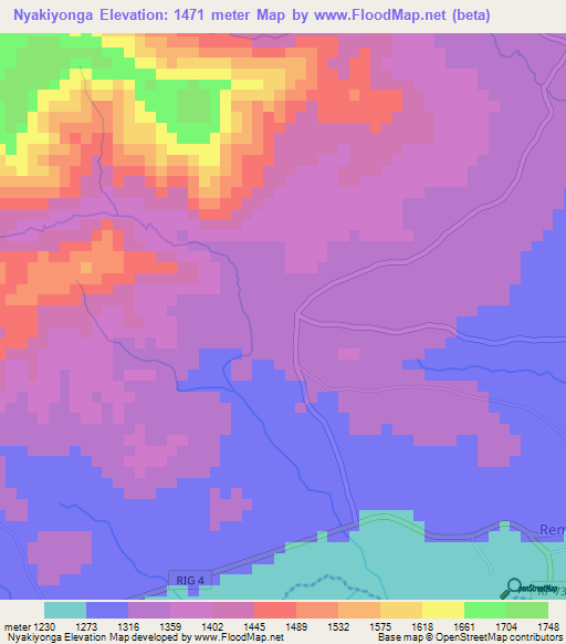 Nyakiyonga,Burundi Elevation Map
