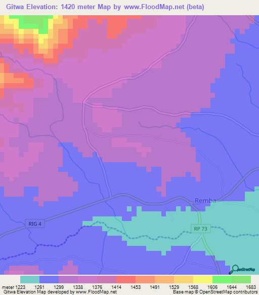 Gitwa,Burundi Elevation Map