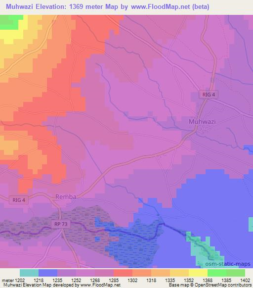 Muhwazi,Burundi Elevation Map