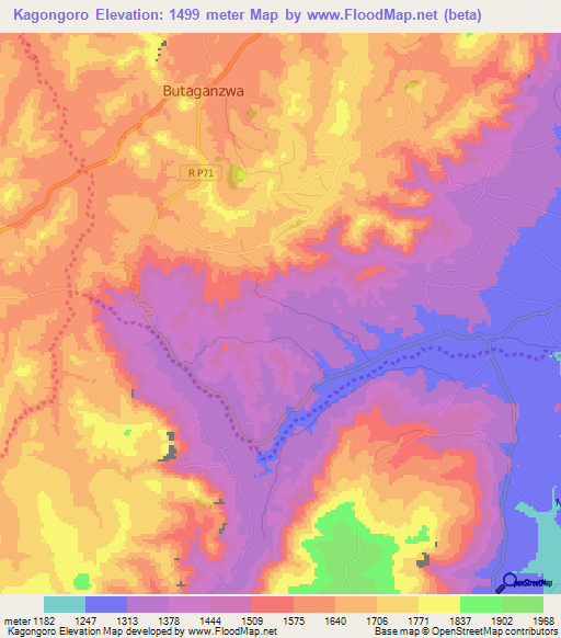 Kagongoro,Burundi Elevation Map