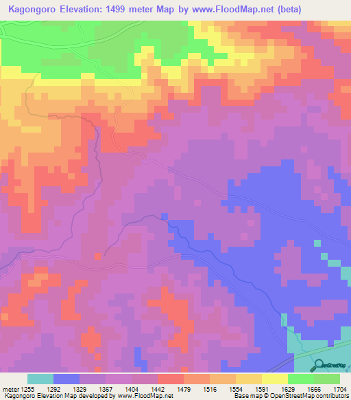 Kagongoro,Burundi Elevation Map