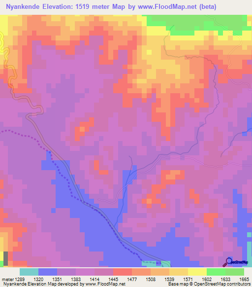 Nyankende,Burundi Elevation Map