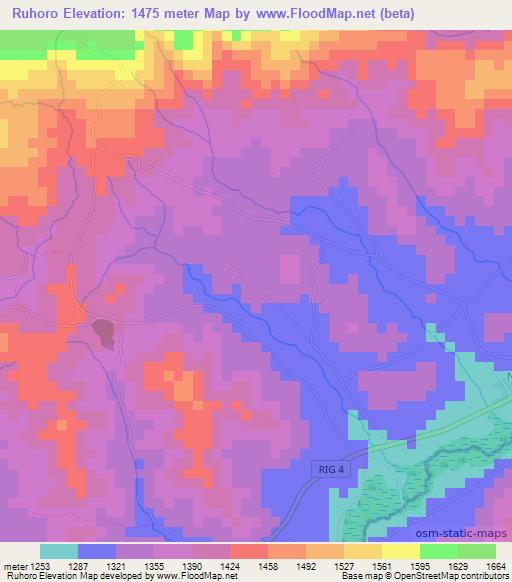 Ruhoro,Burundi Elevation Map