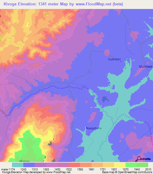 Kivoga,Burundi Elevation Map
