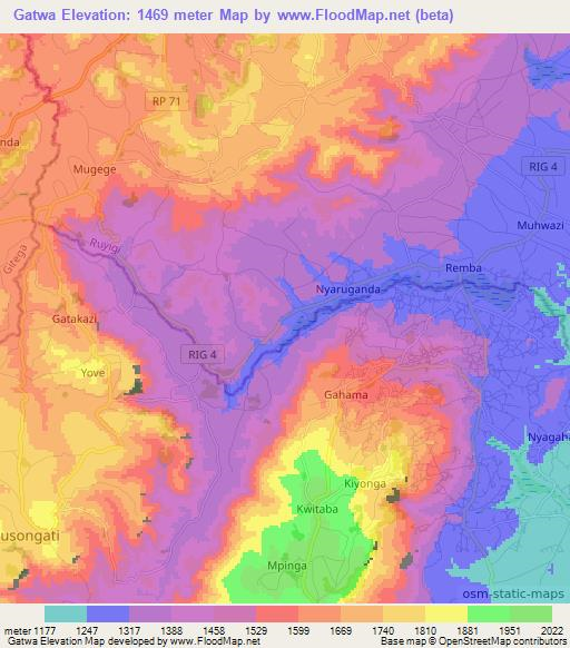 Gatwa,Burundi Elevation Map