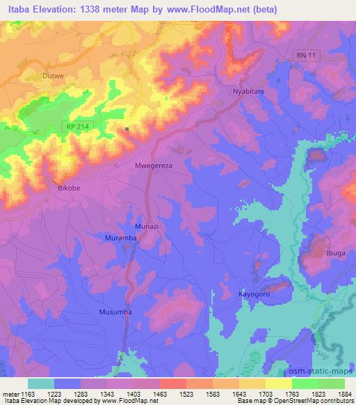 Itaba,Burundi Elevation Map
