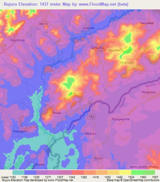 Bujuru,Burundi Elevation Map