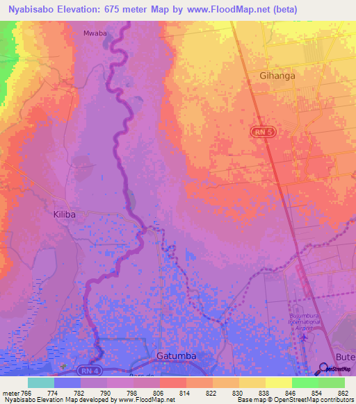 Nyabisabo,Burundi Elevation Map