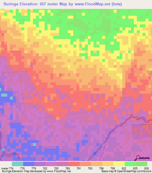 Buringa,Burundi Elevation Map
