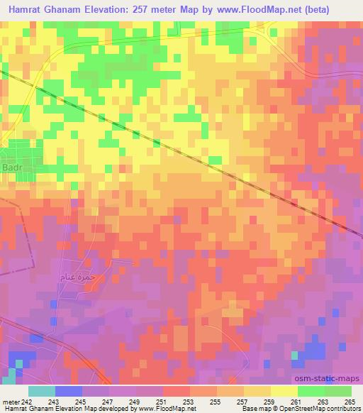 Hamrat Ghanam,Syria Elevation Map