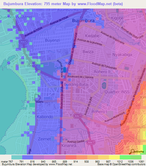 Bujumbura,Burundi Elevation Map