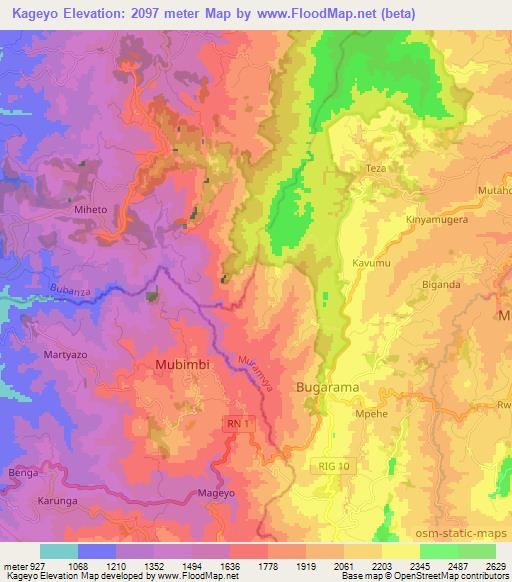 Kageyo,Burundi Elevation Map