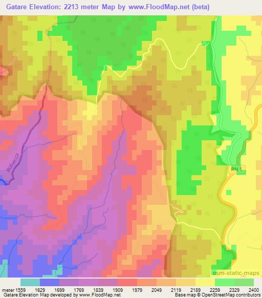 Gatare,Burundi Elevation Map