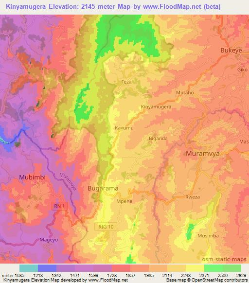 Kinyamugera,Burundi Elevation Map