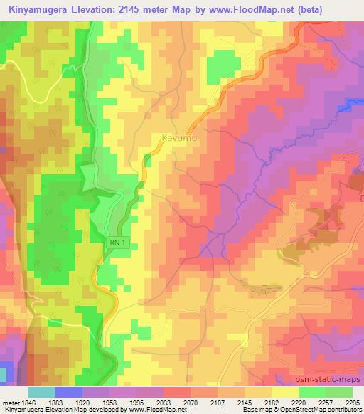 Kinyamugera,Burundi Elevation Map