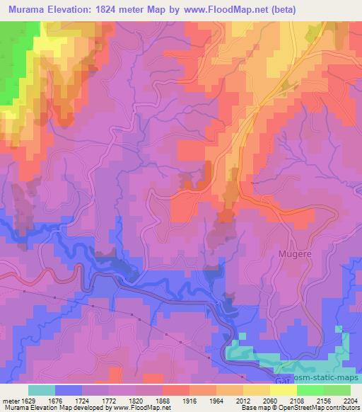 Murama,Burundi Elevation Map