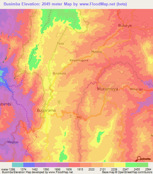 Busimba,Burundi Elevation Map