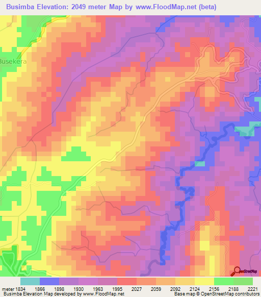 Busimba,Burundi Elevation Map