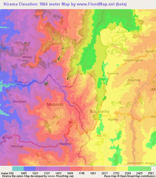 Kirama,Burundi Elevation Map
