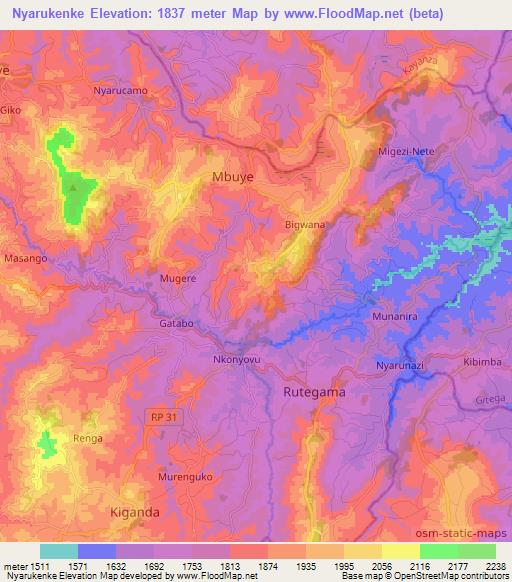Nyarukenke,Burundi Elevation Map