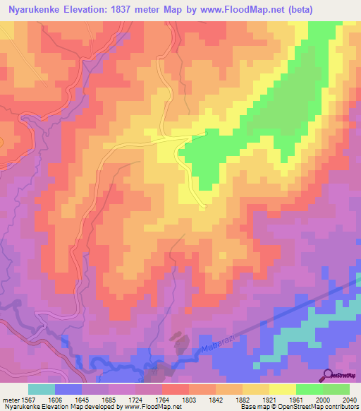 Nyarukenke,Burundi Elevation Map