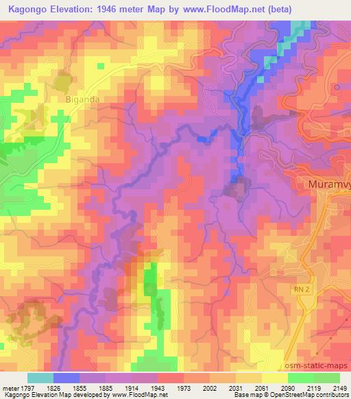 Kagongo,Burundi Elevation Map