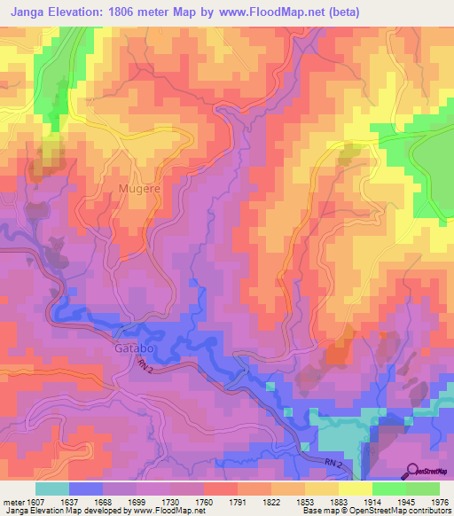 Janga,Burundi Elevation Map