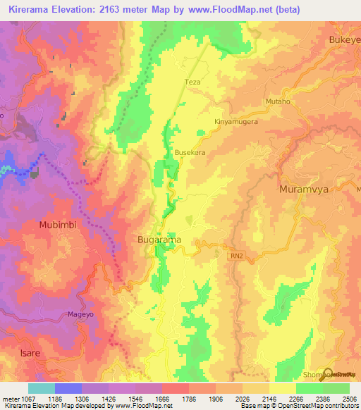 Kirerama,Burundi Elevation Map