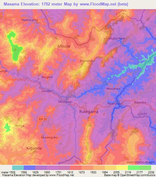 Masama,Burundi Elevation Map