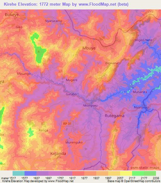 Kirehe,Burundi Elevation Map