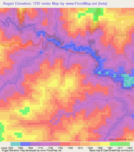 Rugari,Burundi Elevation Map