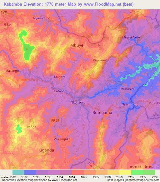 Kabamba,Burundi Elevation Map