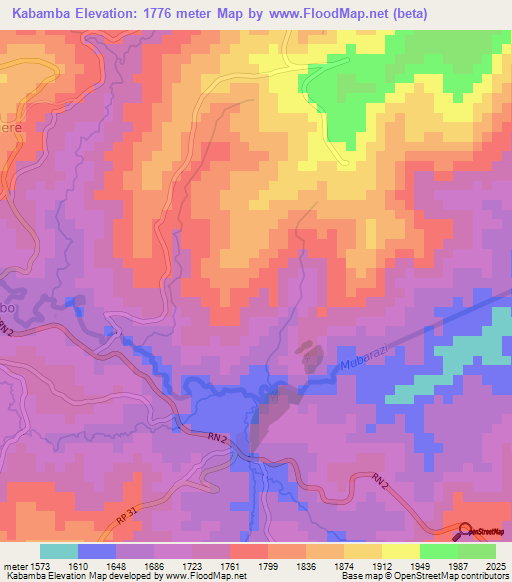 Kabamba,Burundi Elevation Map
