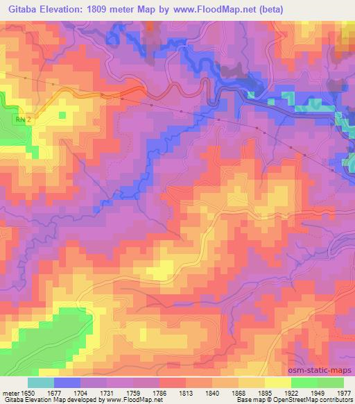 Gitaba,Burundi Elevation Map